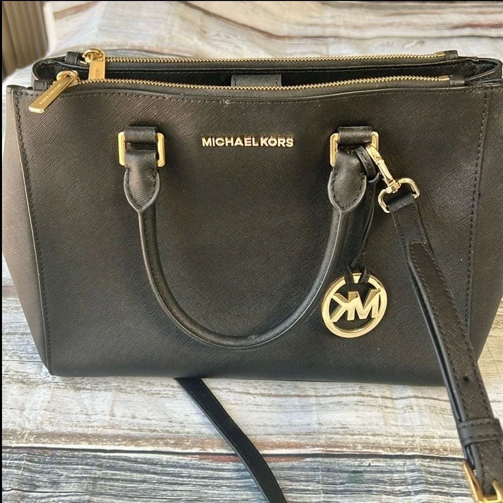 Michael Kors Sheila Large Satchel with Gold Color Accent